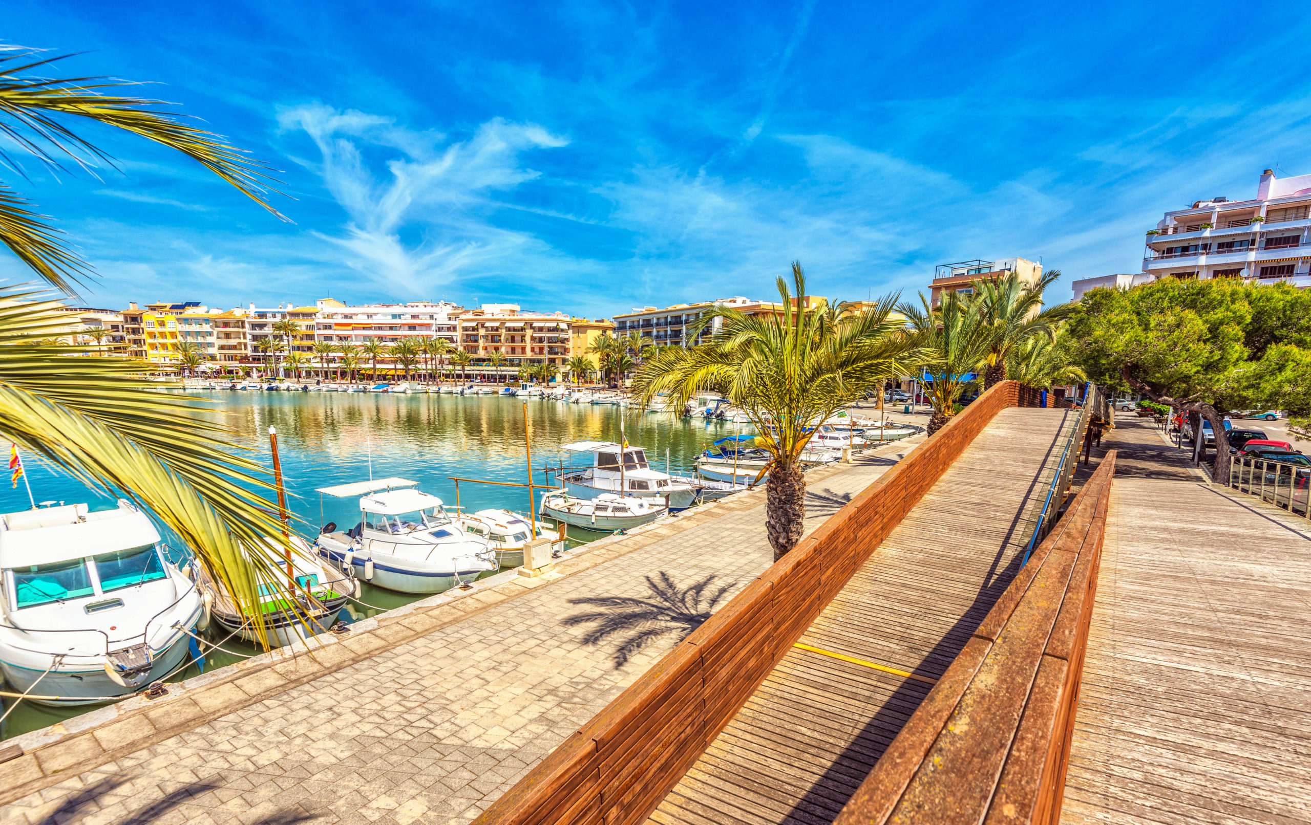 The promenade, harbour and water front of Port de Alcudia, Mallorca (Spain)